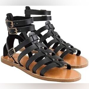 J Crew Vachetta leather black gladiator sandals size 8